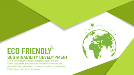Template design for ECO friendly, Sustainability development and Global Green Industries Business concept, Vector illustrationのイラスト素材
