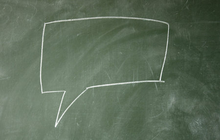 Chat border drawn with chalk on blackboardの写真素材