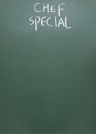 chef special drawn with chalk on blackboardの写真素材