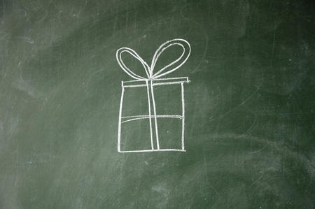 gift sign drawn with chalk on blackboardの写真素材