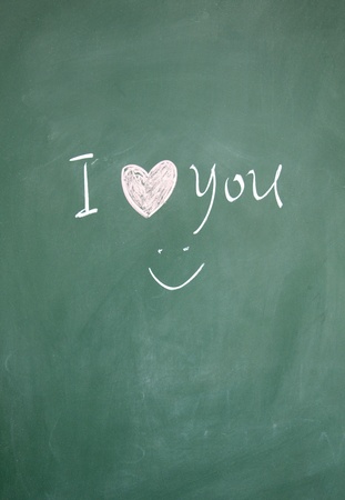 I love you sign drawn with chalk on blackboardの写真素材