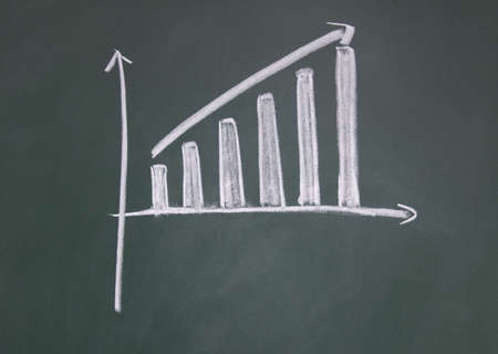 chart drawn with chalk on blackboardの写真素材