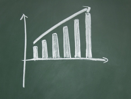 chart drawn with chalk on blackboardの写真素材