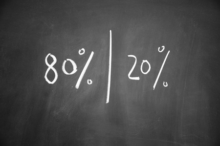 Majority and minority symbol written with chalk on blackboardの写真素材