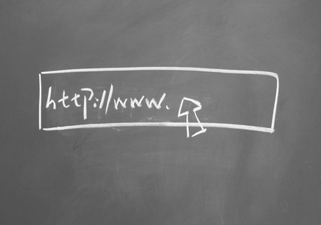 web symbol drawn with chalk on blackboardの写真素材