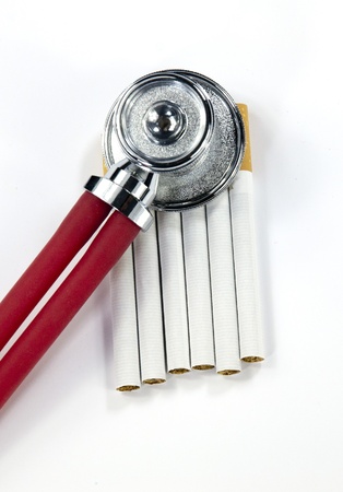 Stethoscope and cigaretteの写真素材