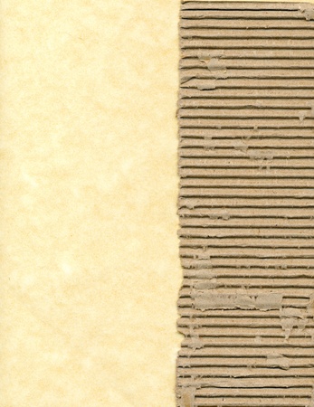 Packaging board fragment and yellow paper の写真素材