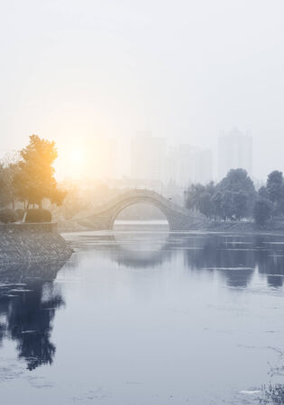 morning city park in china の写真素材