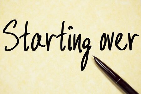 starting over text write on paperの写真素材