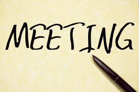 meeting word write on paperの写真素材