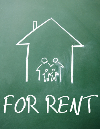 for rent sign on blackboardの写真素材