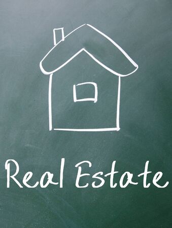 real estate sign on blackboardの写真素材