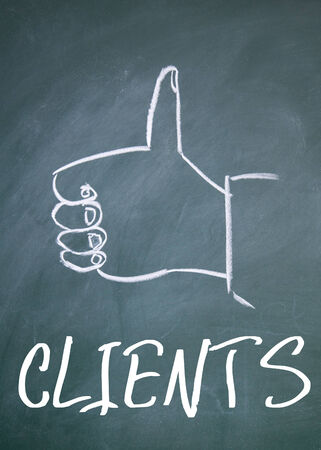 clients sign on blackboardの写真素材