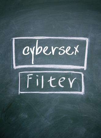 cybersex filter sign on blackboardの写真素材