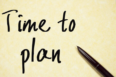 time to plan text write on paperの写真素材