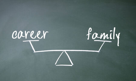 career and family sign on blackboardの写真素材