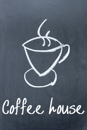 coffee house sign on blackboardの写真素材