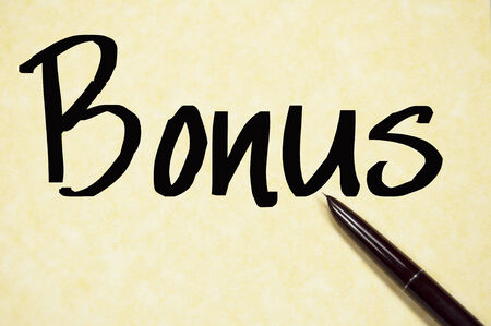 bonus word write on paperの写真素材