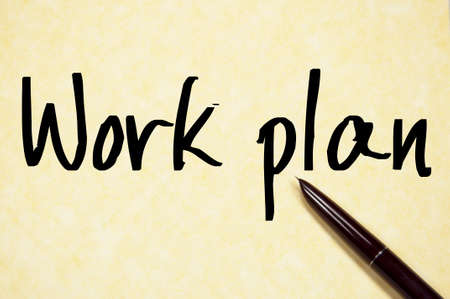 work plan text write on paperの写真素材