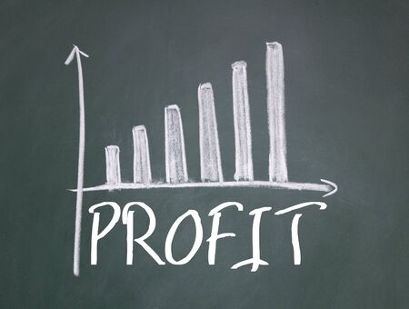 profit sign on blackboardの写真素材