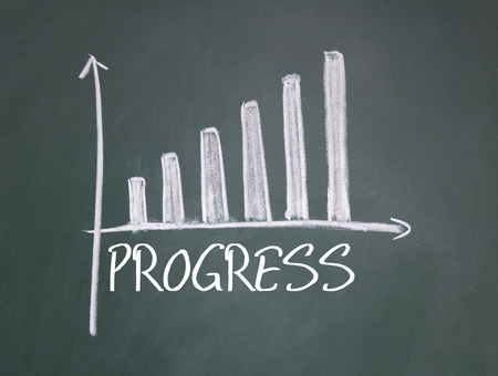 progress sign on blackboardの写真素材