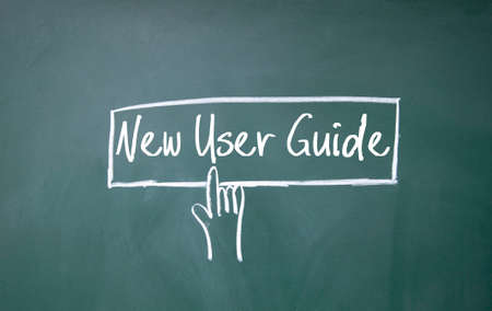 abstract finger click new user guide sign on blackboardの写真素材