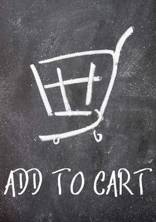 add to cart sign on blackboardの写真素材