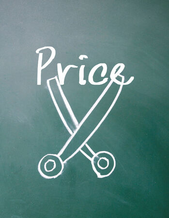 price cut sign on blackboardの写真素材