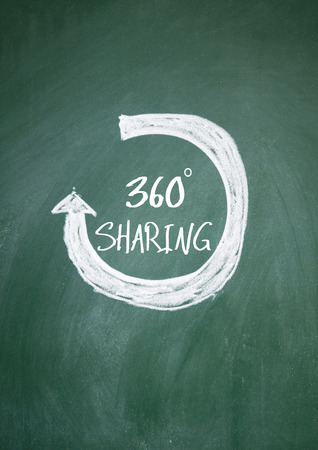 360 sharing sign on blackboardの写真素材
