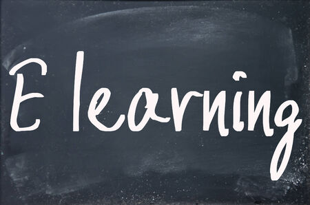 Elearning text write on blackboardの写真素材