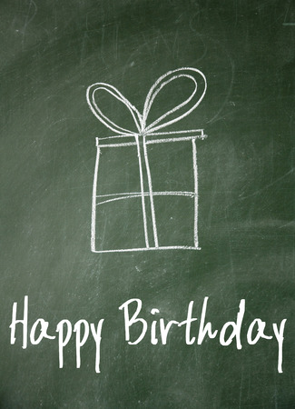 happy birthday sign on blackboardの写真素材
