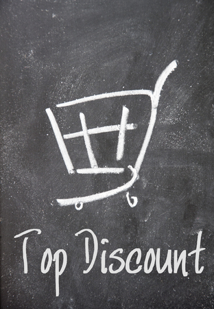 top discount sign on blackboardの写真素材