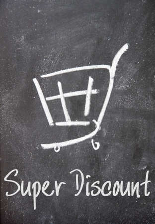 super discount sign on blackboardの写真素材
