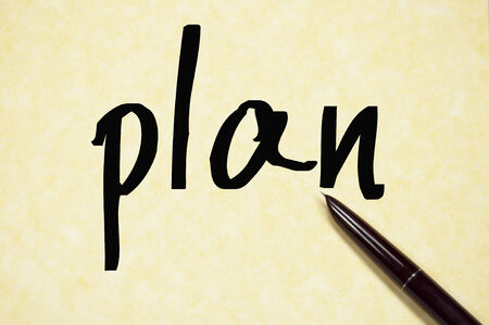 plan word write on paperの写真素材