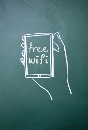 free wifi sign on blackboardの写真素材