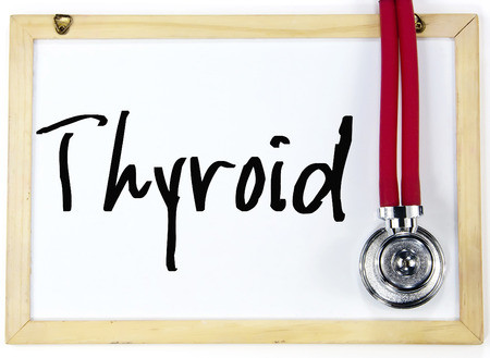 thyroid word write on whiteboardの写真素材