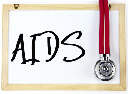 AIDS word write on whiteboardの写真素材