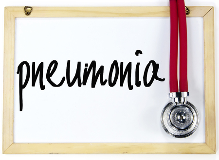 pneumonia word write on white boardの写真素材