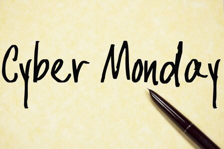 cyber monday text write on paperの写真素材