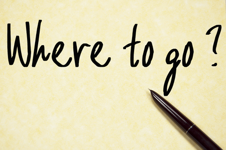 where to go question text write on whiteboardの写真素材