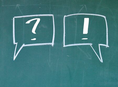 question mark and exclamation mark in chat boxの写真素材