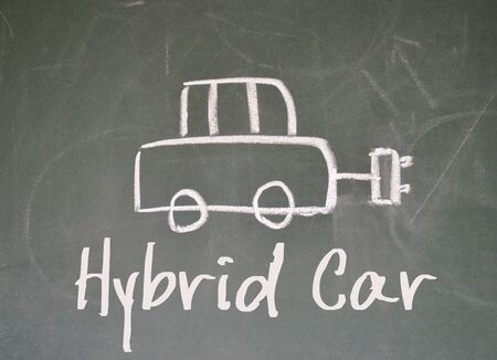 hybrid car signの写真素材