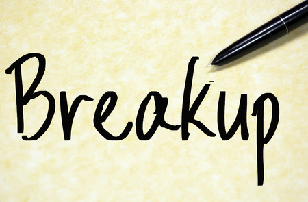 breakup word write on paperの写真素材