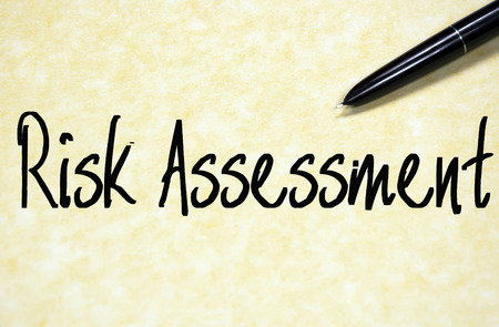 risk assessment text write on paperの写真素材
