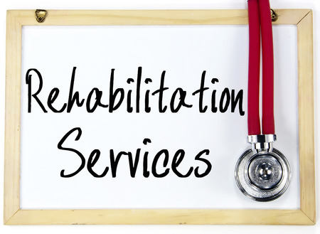 rehabilitation services text write on blackboardの写真素材