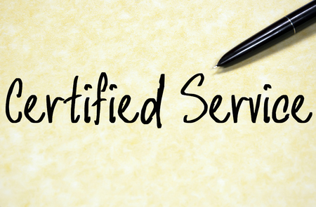certified service text write on paperの写真素材