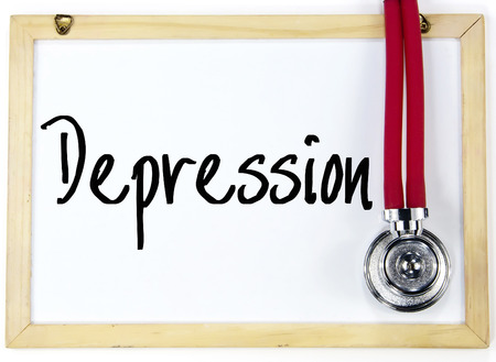depression word write on blackboardの写真素材