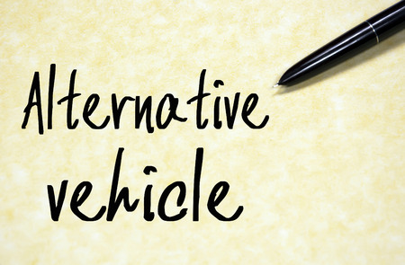 alternative vehicle text write on paperの写真素材