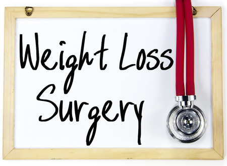 weight loss surgery text write on paperの写真素材