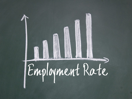 employment rate chart write on blackboardの写真素材
